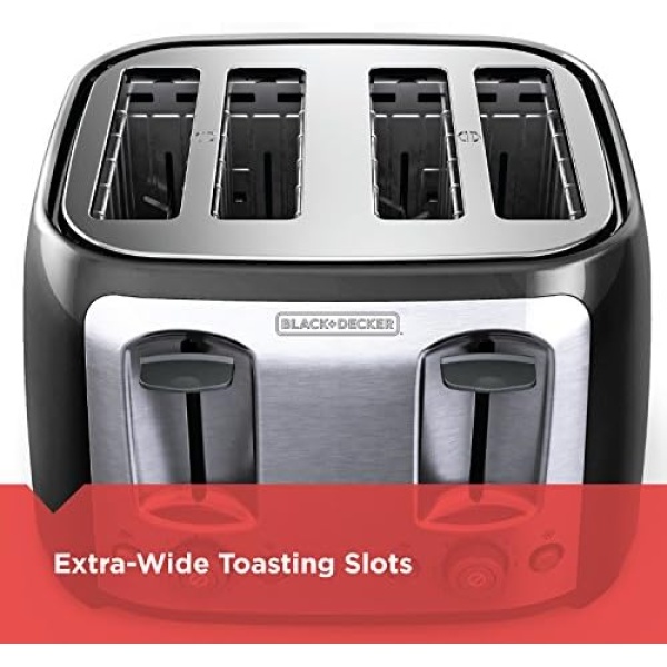 BLACK+DECKER Toaster, 4 Slice, Extra Wide Slots for Bagels and Artisan Breads - Image 3