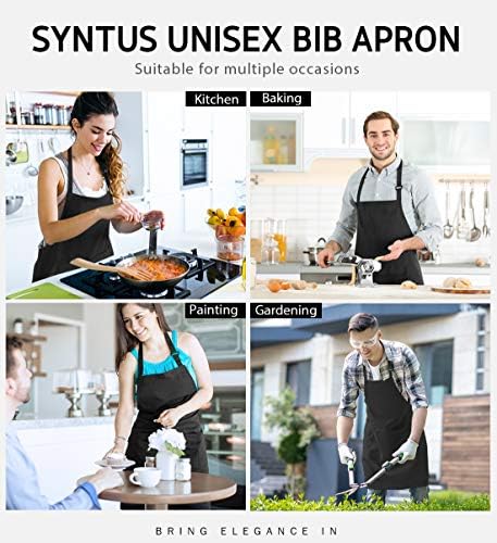Syntus 2 Pack Adjustable Bib Apron Waterdrop Resistant with 2 Pockets Cooking - Image 7