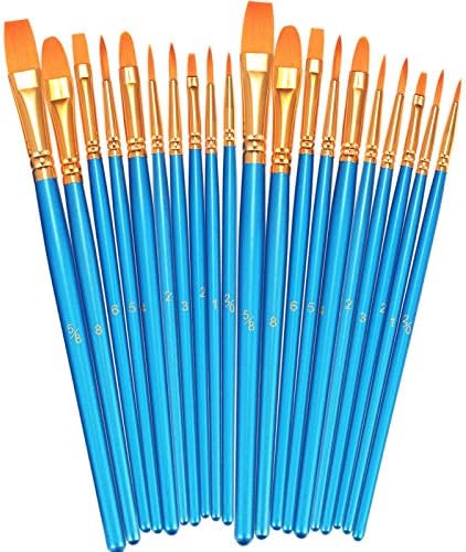 BOSOBO Paint Brushes Set, 2 Pack 20 Pcs Round Pointed Tip Paintbrushes Nylon