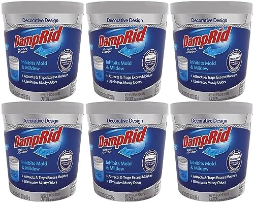 Damp Rid Moisture Absorber (6 Pack, 10.5 Oz) - Fragance Free, Refillable Cups