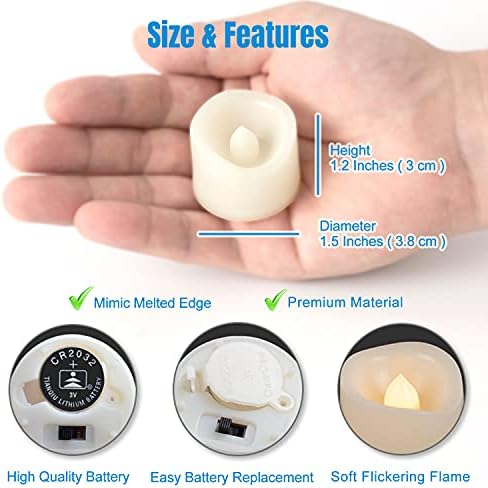 24 PCS LED Flameless Flickering Tea Lights Votive Candle Battery - Image 5