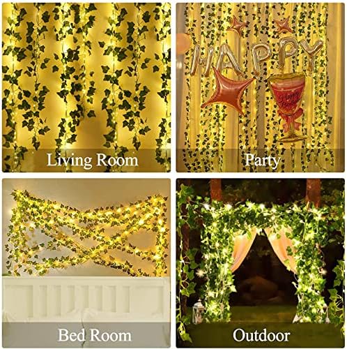 12 Packs Artificial Ivy, 84FT Garland Hanging Plants Fake Vines with 200 LED - Image 9