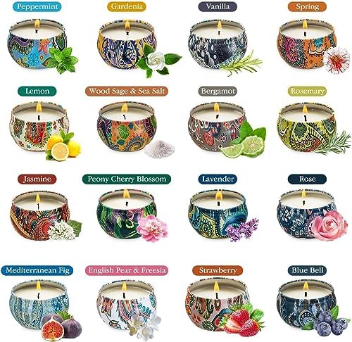 Set of 16 Small Scented Candles Soy Wax Aromatherapy Candles 2.5 OZ Portable - Image 2