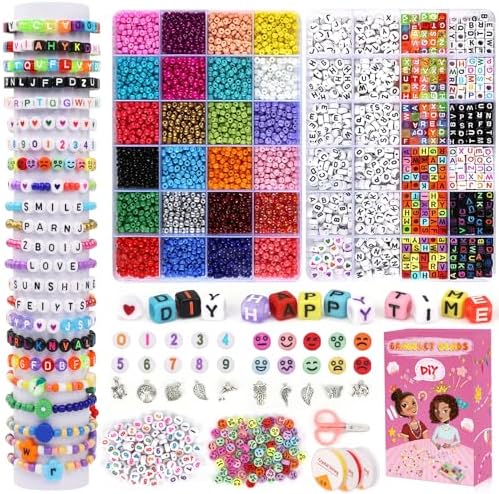 5500pcs Bracelet Making Kit,4 mm Glass Seed Beads and Letter Alphabet