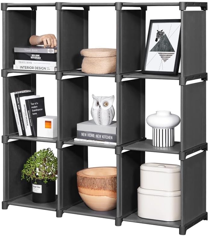 SONGMICS 9-Cube DIY Storage Shelves, Open Bookshelf Closet Organizer Rack